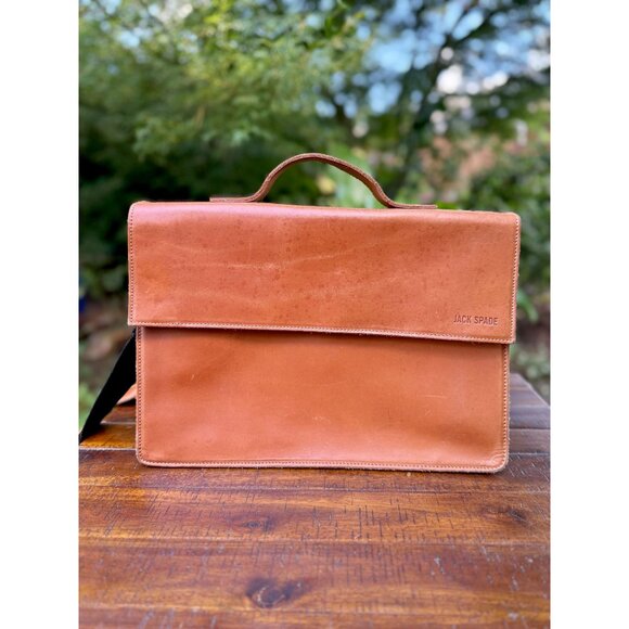Jack Spade Brown Leather Messenger Bag / Brown Leather Messenger Bag - Picture 1 of 12
